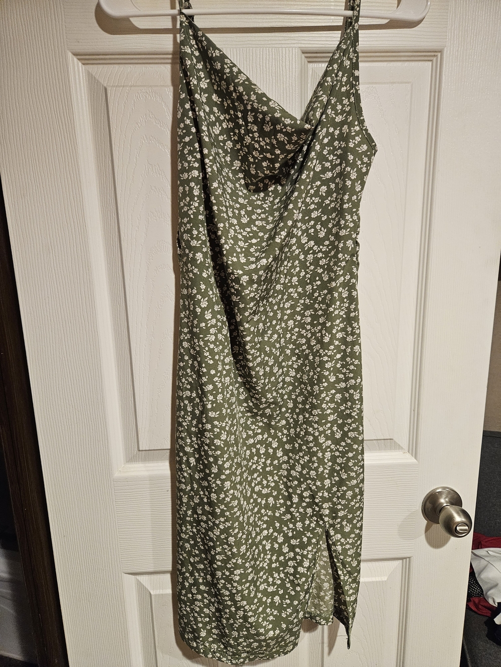 SHEIN Olive Green Floral Midi Slip Dress